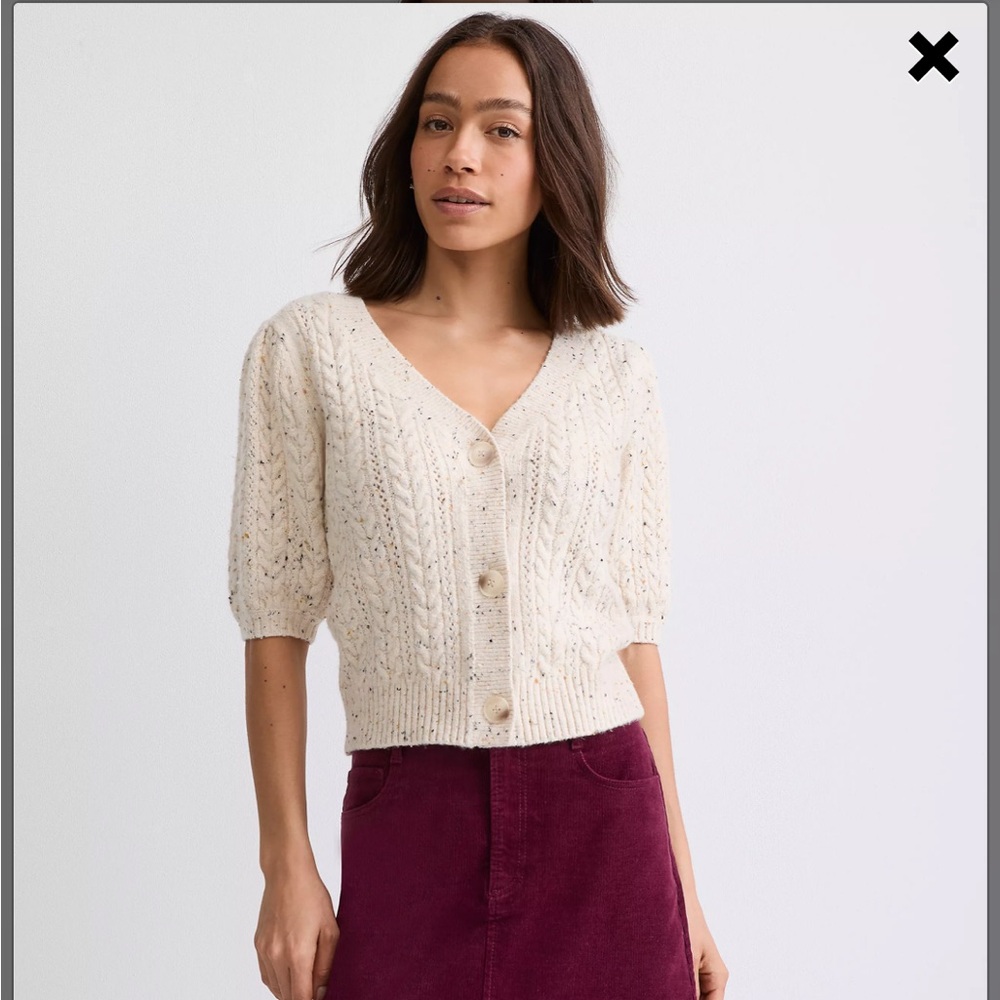LOFT Cream Knit Cardigan